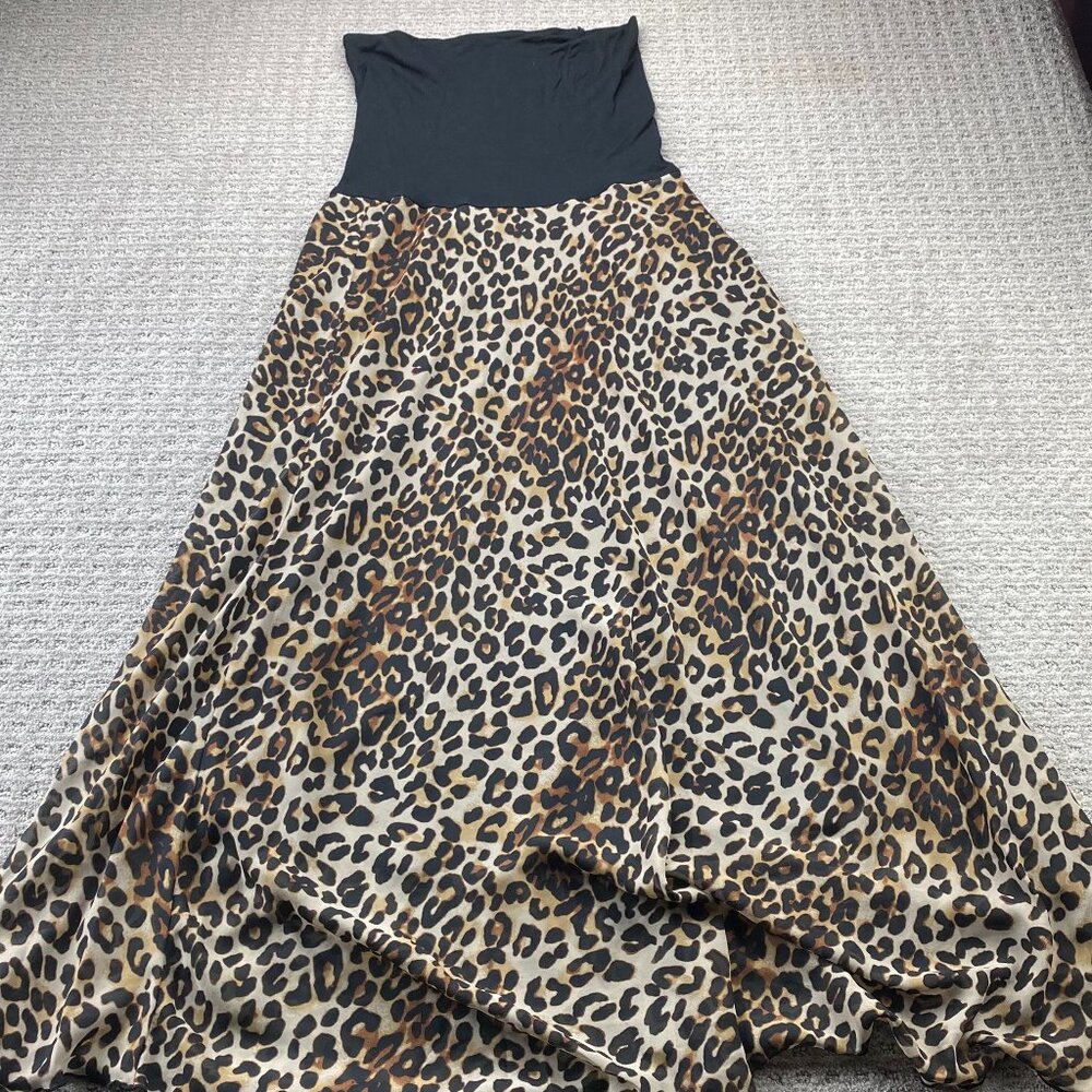 Leopard Print Tube Dress Women Fits L-XL Black Brown Strapless Animal Print